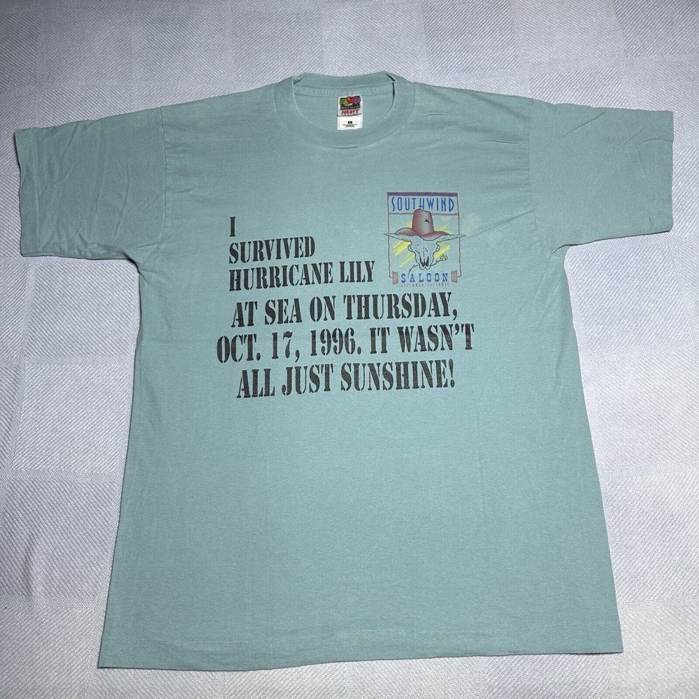 Vintage 90s I Survived Hurricane Lily At Sea It Wasn't All Sunshine Shirt Large